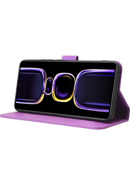 Xiaomi Için Telefon Deri Kılıfı Poco F5 Pro 5g/redmi K60 Pro 5G/K60 5G/K60 Şampiyon Edition Diamond Doku Doku Cüzdan Telefon Stand Kapak-Etkin (Yurt Dışından) modelleri