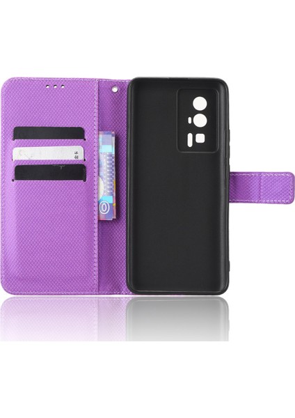 Xiaomi Için Telefon Deri Kılıfı Poco F5 Pro 5g/redmi K60 Pro 5G/K60 5G/K60 Şampiyon Edition Diamond Doku Doku Cüzdan Telefon Stand Kapak-Etkin (Yurt Dışından) fırsatları