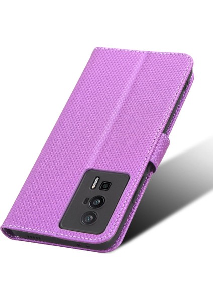 Xiaomi Için Telefon Deri Kılıfı Poco F5 Pro 5g/redmi K60 Pro 5G/K60 5G/K60 Şampiyon Edition Diamond Doku Doku Cüzdan Telefon Stand Kapak-Etkin (Yurt Dışından) indirimleri