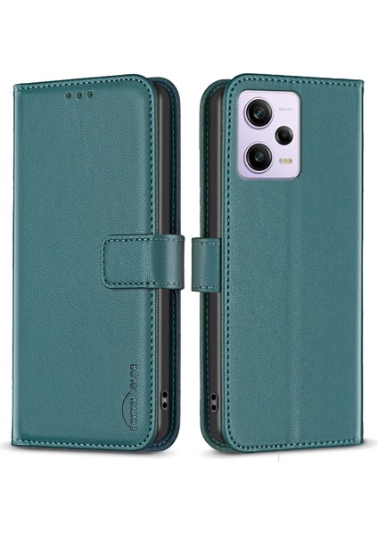 Xiaomi Redmi Için Note 12 Pro 5g/12 Pro Speed ​​5g/poco X5 Pro 5g Deri Telefon Kılıfı BF17 Stand Cüzdan Kapak Yeşili (Yurt Dışından)