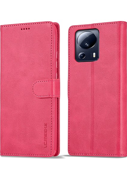 Xiaomi 13 Lite/civi 2 5g Stand Pu Deri Telefon Kılıf Cüzdan Buzağı Dokusu Telefon Kapak Pembe (Yurt Dışından)