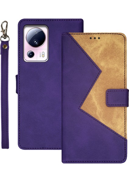 Xiaomi 13 Lite/civi 2 5g Stand Telefon Kılıfı Renk Ekleme Kartı Tutucu Deri Telefon Kapağı Strap-Purple ile (Yurt Dışından)
