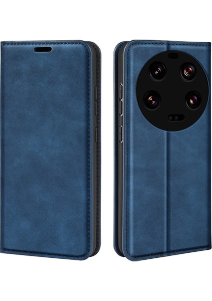 Xiaomi 13 Ultra Şok Geçirmez Pu Deri Deri Deri Flip Kılıf Cilt Touch Stand Cep Telefonu Kapak Blue (Yurt Dışından)