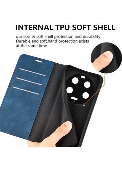 Xiaomi 13 Ultra Şok Geçirmez Pu Deri Deri Deri Flip Kılıf Cilt Touch Stand Cep Telefonu Kapak Blue (Yurt Dışından) indirimleri