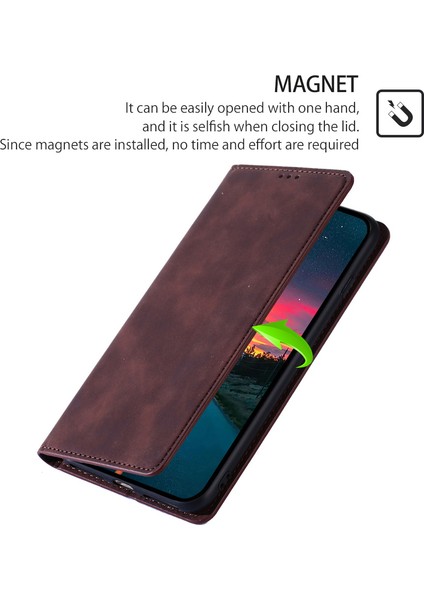 Xiaomi Için Pu Deri Telefon Kapağı 13 Ultra Cilt Touch Hissed Hissetme Kart Yuvası-Dark Brown ile Flip Telefon Kılıfı (Yurt Dışından)