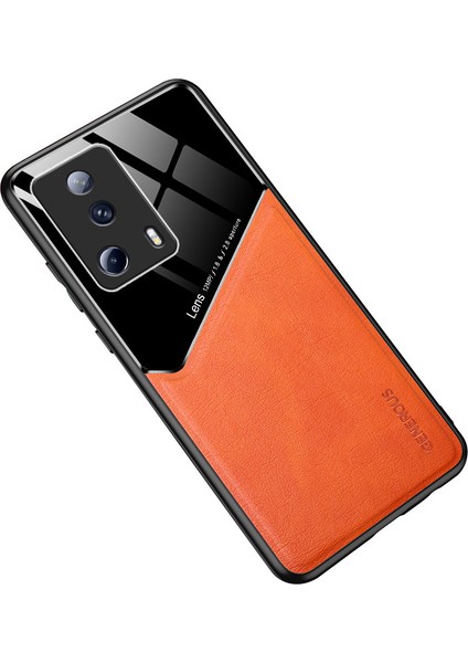 Xiaomi 13 Lite/civi 2 5g Anti-Fall Kapak Pu Deri Kaplamalı Tpu+Pc Telefon Kılıfı Metal Metal Sac-Orange (Yurt Dışından)