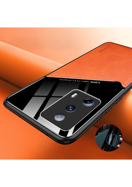 Xiaomi 13 Lite/civi 2 5g Anti-Fall Kapak Pu Deri Kaplamalı Tpu+Pc Telefon Kılıfı Metal Metal Sac-Orange (Yurt Dışından) modelleri