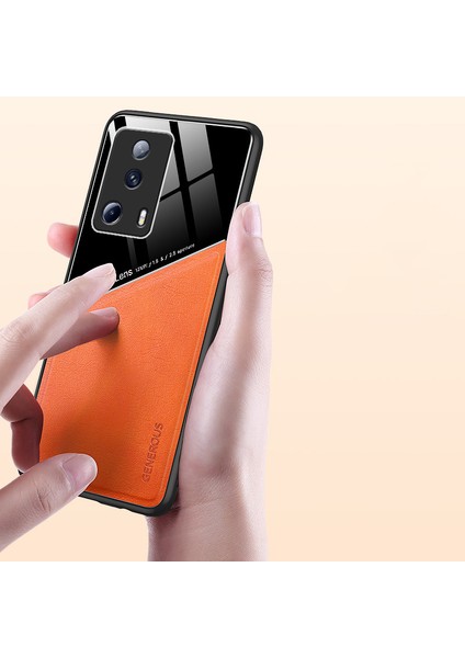 Xiaomi 13 Lite/civi 2 5g Anti-Fall Kapak Pu Deri Kaplamalı Tpu+Pc Telefon Kılıfı Metal Metal Sac-Orange (Yurt Dışından) indirimleri