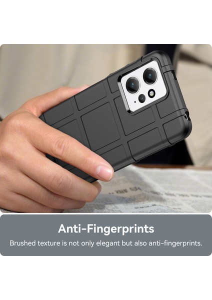 Xiaomi Için Redmi Note 12 4g Yumuşak Tpu Kılıfı Kare Izgara Doku Anti-Drop Arka Kapak Black (Yurt Dışından)