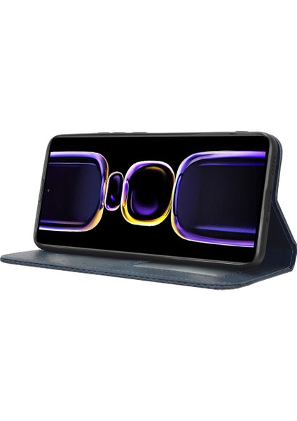 Xiaomi Poco F5 Pro 5g/redmi K60 Pro 5G/K60 5G/K60 Şampiyon Edition Retro Doku Standı Pu Deri Telefon Cüzdanı Kapak Mavisi (Yurt Dışından) fırsatları