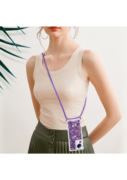 Xiaomi 13 Lite/civi 2 5g Için Sıvı Bling Kılıfı, Şok Geçirmez Yumuşak Tpu Telefon Kapağı Lanyard-Dark Mor/kalpler (Yurt Dışından) fırsatları