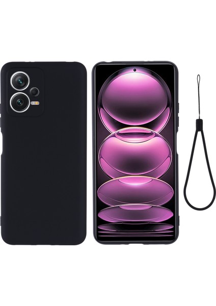 Xiaomi Redmi Için Note 12 5g (Hindistan)/poco X5 5g Sıvı Silikon Telefon Kılıf Anti-Çizgi Kapak Black (Yurt Dışından)