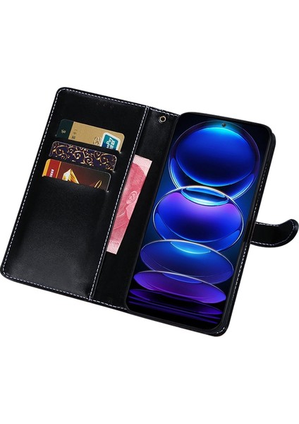 Xiaomi Redmi Için Note 12 Pro 5g /note 12 Pro Speed ​​5g /poco X5 Pro 5g Anti-Fall Timsah Doku Pu Deri Telefon Kılıf Stand Standı Cüzdan Manyetik Toka Kapak-Mavi (Yurt Dışından)