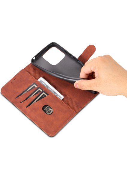 Xiaomi Poco C55 4g/redmı 11A 4g/redmi 12C 4g Deri Telefon Kapağı Standı Cüzdan Case-Brown (Yurt Dışından)