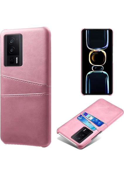 Xiaomi Için Poco F5 Pro 5g/redmi K60 Pro 5G/K60 5g Pu Deri+Sert Pc Telefon Kılıfı Çift Kart Tutucu Ultra Ince Koruyucu Kabuk Kapak Çizgi Altın (Yurt Dışından)