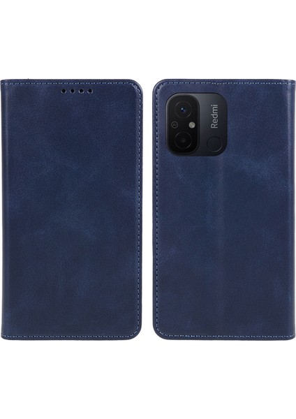 Xiaomi Redmi Için 12C 4g Pu Deri Cüzdan Kapağı Buzağı Dokusu Katlama Standı Telefon Kasası Mavisi (Yurt Dışından)