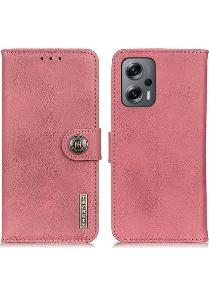 Xiaomi Için Khazneh Redmi Not 12 Turbo/poco F5 5g Stand Cüzdan Deri Kılıf Inek Kılıfı Doku Telefon Kapak Pembe (Yurt Dışından)