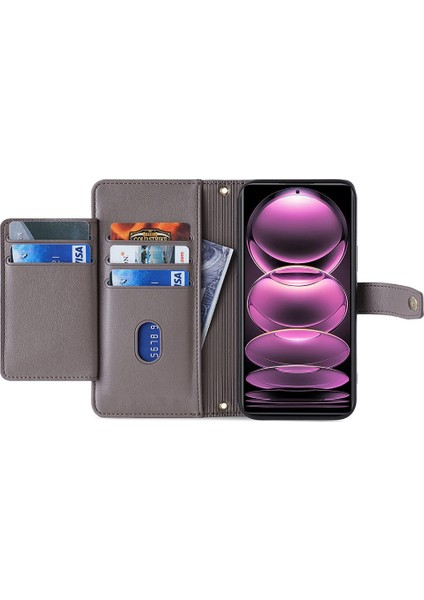 Xiaomi 13 Ultra Anti-Colision Pu Deri+Tpu Telefon Kapak Stand Cüzdan Kılıfı Zipper Cep-Grey (Yurt Dışından) fırsatları