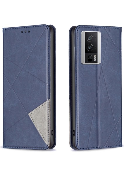 Xiaomi Poco F5 Pro 5g/redmi K60 Pro 5G/K60 5g Baskı Deseni Ekleme Tasarım Kapağı Kart Yuvaları Pu Deri+Tpu Cep Telefonu Stand Kabuk-Mavi (Yurt Dışından)