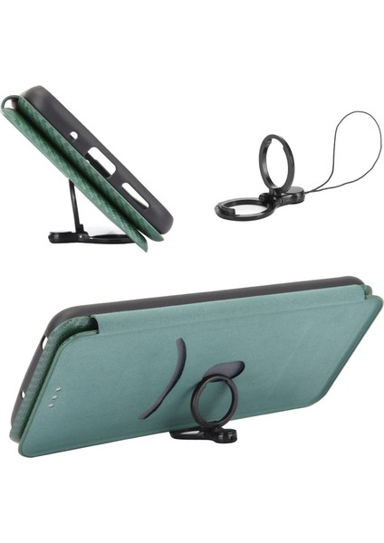 Xiaomi Için Redmi Note 12 Turbo/poco F5 5g Karbon Fiber Doku Deri Kılıf Flip Stand Cep Telefonu Kapak Yeşil (Yurt Dışından)