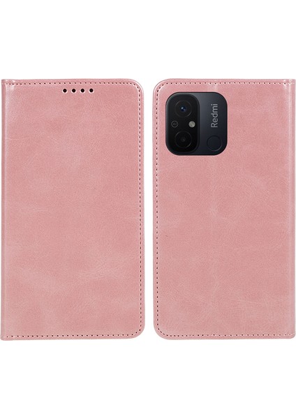 Xiaomi Redmi Için 12C 4g Pu Deri Cüzdan Kapağı Buzağı Dokusu Katlama Stand Telefon Kılıfı Gold (Yurt Dışından)