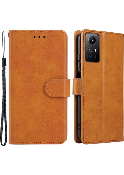 Xiaomi Için Redmi Note 12S 4g Cüzdan Stand Telefon Deri Kılıf Buzağı Doku Telefon Kapağı Kayış-Brown (Yurt Dışından)