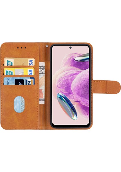 Xiaomi Için Redmi Note 12S 4g Cüzdan Stand Telefon Deri Kılıf Buzağı Doku Telefon Kapağı Kayış-Brown (Yurt Dışından)