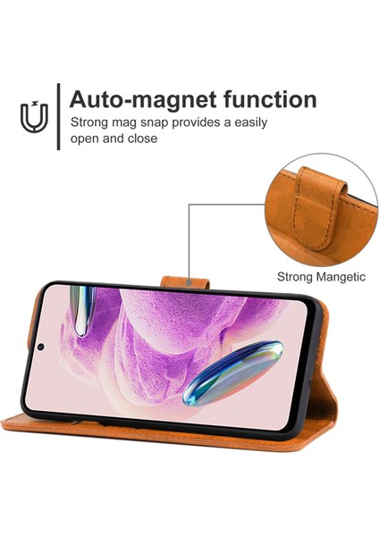 Xiaomi Için Redmi Note 12S 4g Cüzdan Stand Telefon Deri Kılıf Buzağı Doku Telefon Kapağı Kayış-Brown (Yurt Dışından)