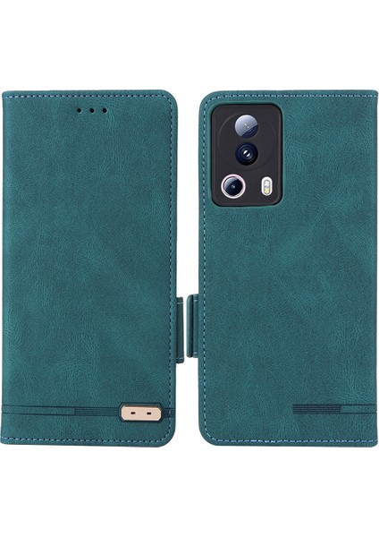 Xiaomi Için Pu Deri Telefon Kılıfı 13 Lite/civi 2 5g, Donanım Dekoru Çift Manyetik Toka Cüzdan Stand Telefon Kapak-Mavisi (Yurt Dışından)