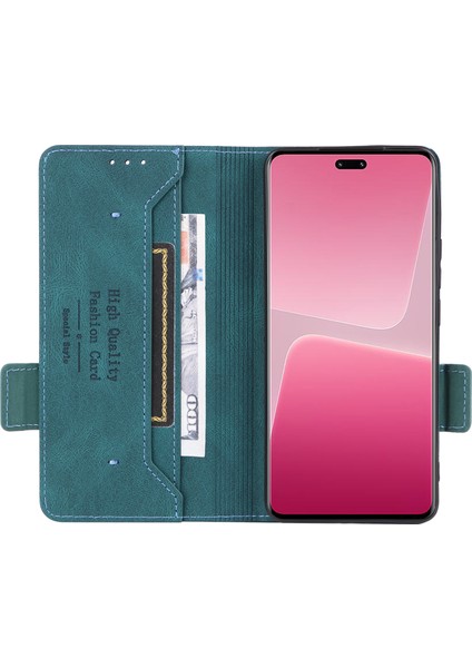 Xiaomi Için Pu Deri Telefon Kılıfı 13 Lite/civi 2 5g, Donanım Dekoru Çift Manyetik Toka Cüzdan Stand Telefon Kapak-Mavisi (Yurt Dışından) fiyatları