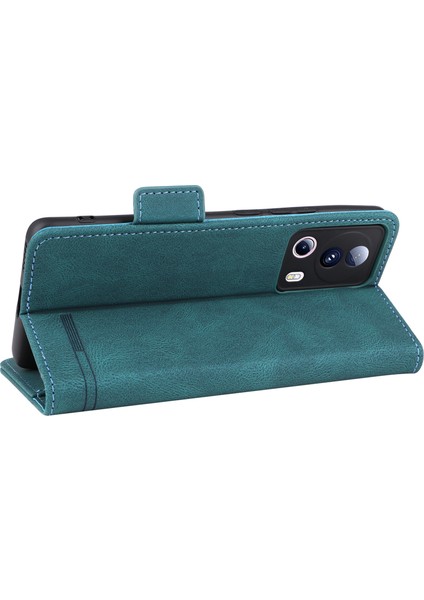 Xiaomi Için Pu Deri Telefon Kılıfı 13 Lite/civi 2 5g, Donanım Dekoru Çift Manyetik Toka Cüzdan Stand Telefon Kapak-Mavisi (Yurt Dışından) fırsatları