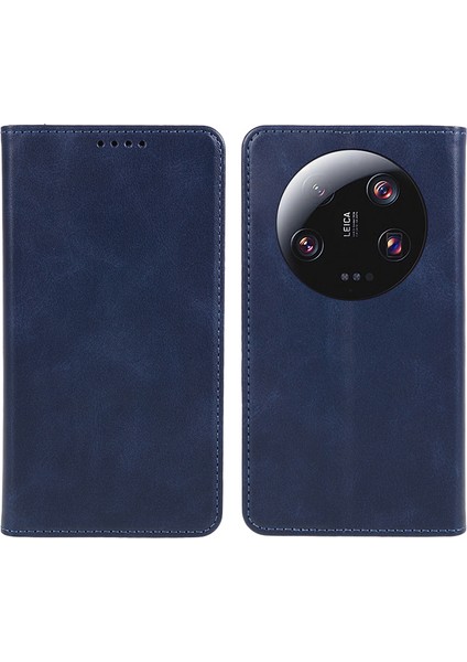 Xiaomi Için 13 Ultra Etkiye Dayanıklı Pu Deri Stand Kılıfı Cüzdan Buzağı Dokusu Cep Telefonu Kapak Mavisi (Yurt Dışından)