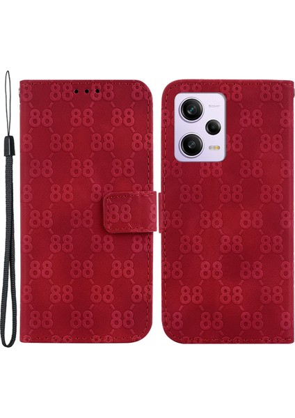 Xiaomi Poco X5 Pro 5g/redmi Için Note 12 Pro Hız 5g/not 12 Pro 5g Çift 8 Şekilli Baskı Kapağı Kapağı Deri Deri Stand Telefon Kılıfı (Yurt Dışından)