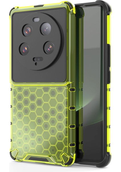 Xiaomi 13 Ultra Anti-Slatch Petek Dokusu Telefon Kılıfı Tpu+Pc Anti-Drop Akıllı Telefon Kapak Yeşil (Yurt Dışından)