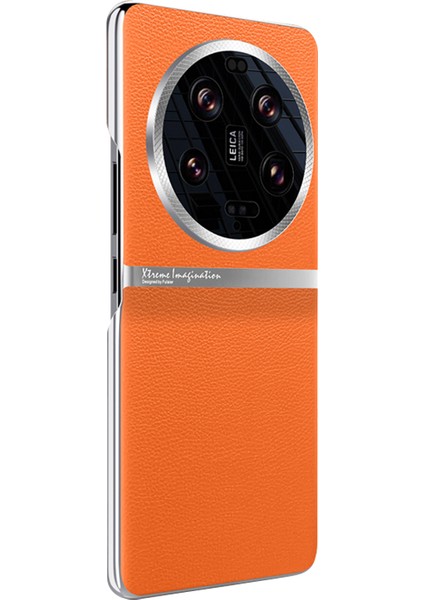 Xiaomi 13 Ultra Şok Geçirmez Pu Deri Deri Pc Telefon Kılıfı Anti-Slip Koruyucu Kapak-Orange (Yurt Dışından)