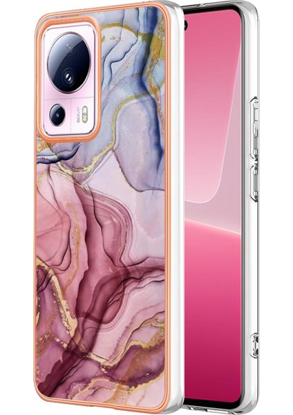 Xiaomi 13 Lite/civi 2 5g Telefon Tpu Kasası Imd Mermer Desen 2.0mm Elektrapkülleme Kapak-Rose Altın (Yurt Dışından)