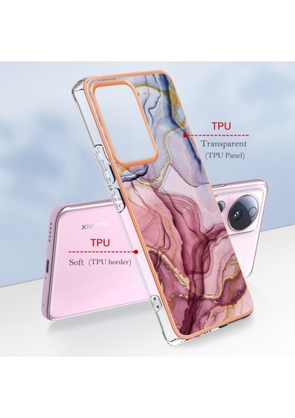 Xiaomi 13 Lite/civi 2 5g Telefon Tpu Kasası Imd Mermer Desen 2.0mm Elektrapkülleme Kapak-Rose Altın (Yurt Dışından) indirimleri