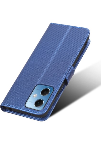 Xiaomi Redmi Için Cep Telefonu Kapağı Not 12 5g (Global)/(Hindistan)/(Çin)/poco X5 5g Cüzdan Görüntüleme Standı Manyetik Kapatma Elmas Doku Pu Deri Cep Telefonu Kılıf Mavisi (Yurt Dışından)