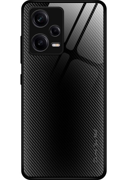 Xiaomi Redmi Için Not Not 12 Pro 5g Kazan Kanıtı Telefon Kılıfı Karbon Fiber Doku Ince Kılıf Temperli Cam+Tpu Telefon Kapak Black (Yurt Dışından)