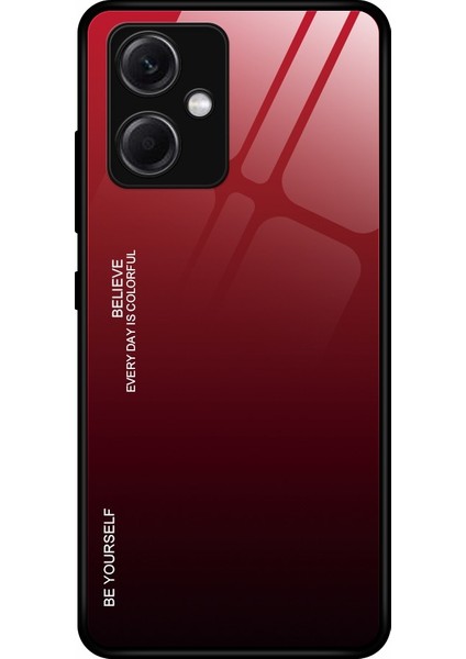 Xiaomi Redmi Için Note 12 5g (Hindistan) / Poco X5 5g Gradyan Renk Anti-Damla Telefon Kasası Temperlenmiş Cam Sert Pc Yumuşak Tpu Çizik Dirençli Arka Kapak-Kırmızı / Siyah (Yurt Dışından)