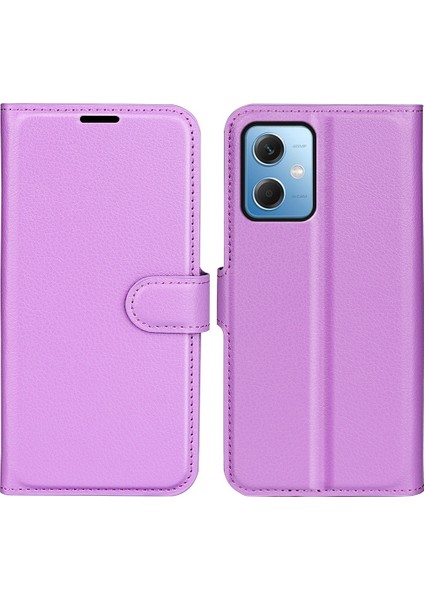 Xiaomi Redmi Için Note 12 5g (Global)/(Hindistan)/(Çin)/poco X5 5g Tam Koruma Kılıfı Flip Anti-Sracratch Litchi Doku Pu Deri Deri Stand Cüzdan Telefon Kapak-Göstergesi (Yurt Dışından)