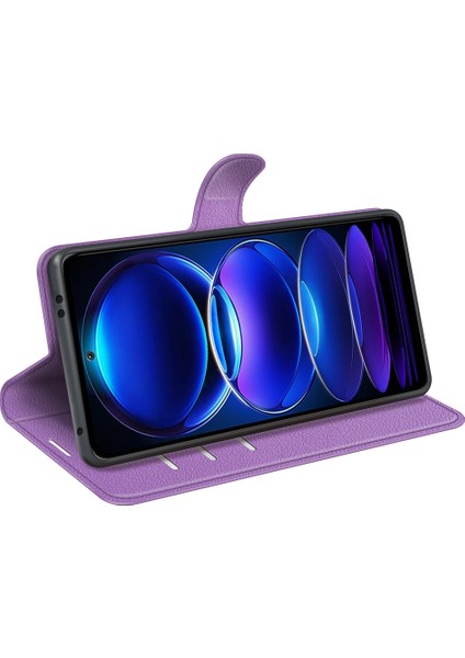 Xiaomi Redmi Için Note 12 5g (Global)/(Hindistan)/(Çin)/poco X5 5g Tam Koruma Kılıfı Flip Anti-Sracratch Litchi Doku Pu Deri Deri Stand Cüzdan Telefon Kapak-Göstergesi (Yurt Dışından) modelleri