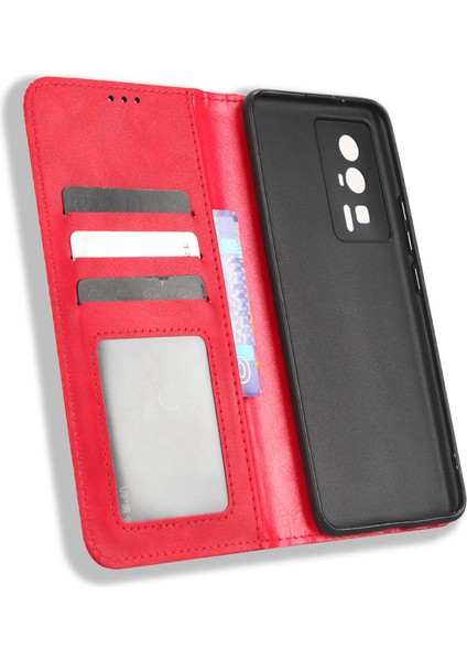 Xiaomi Poco F5 Pro 5g/redmi K60 Pro 5G/K60 5G/K60 Şampiyon Edition Retro Doku Standı Pu Deri Telefon Cüzdanı Kapak-Kırmızı (Yurt Dışından) indirimleri