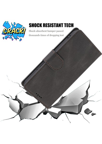 Xiaomi Redmi Için Not 12 4g Pu Deri Folyo Flip Kapak Manyetik Kapatma Cüzdan Stand Telefon Kılıfı Black (Yurt Dışından)