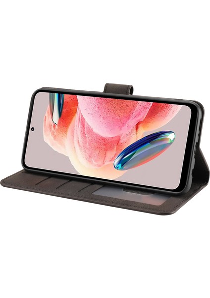 Xiaomi Redmi Için Not 12 4g Pu Deri Folyo Flip Kapak Manyetik Kapatma Cüzdan Stand Telefon Kılıfı Black (Yurt Dışından)