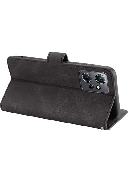 Xiaomi Redmi Için Not 12 4g Pu Deri Folyo Flip Kapak Manyetik Kapatma Cüzdan Stand Telefon Kılıfı Black (Yurt Dışından)