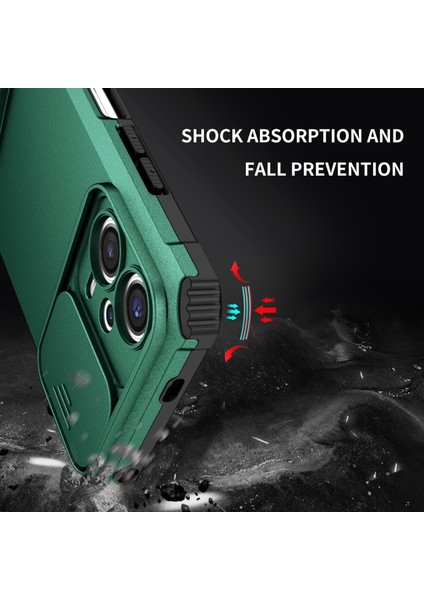 Xiaomi Redmi Için Note 12 5g (Hindistan)/poco X5 5g Pc+Tpu Kickstand Telefon Kılıfı Slayt Kameralı Kapak Blackish Green (Yurt Dışından)