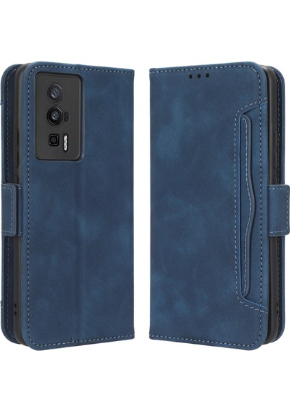 Xiaomi Için Telefon Cüzdan Kapağı Poco F5 Pro 5g/redmi K60 Pro 5G/K60 5G/K60 Şampiyon Edition Pu Pu Deri Çoklu Kart Yuvaları Stand Telefon Kılıf Mavisi (Yurt Dışından)
