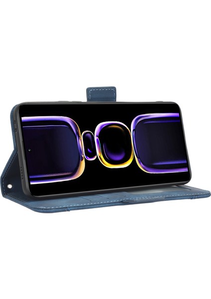 Xiaomi Için Telefon Cüzdan Kapağı Poco F5 Pro 5g/redmi K60 Pro 5G/K60 5G/K60 Şampiyon Edition Pu Pu Deri Çoklu Kart Yuvaları Stand Telefon Kılıf Mavisi (Yurt Dışından) modelleri