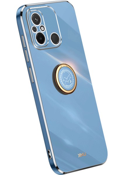 Xiaomi Için Xinli Redmi 12C 4g Yüzük Kickstand Telefon Koruyucu Kılıf Elektrapan Altın Kenar Tpu Arka Kapak Mavisi (Yurt Dışından)